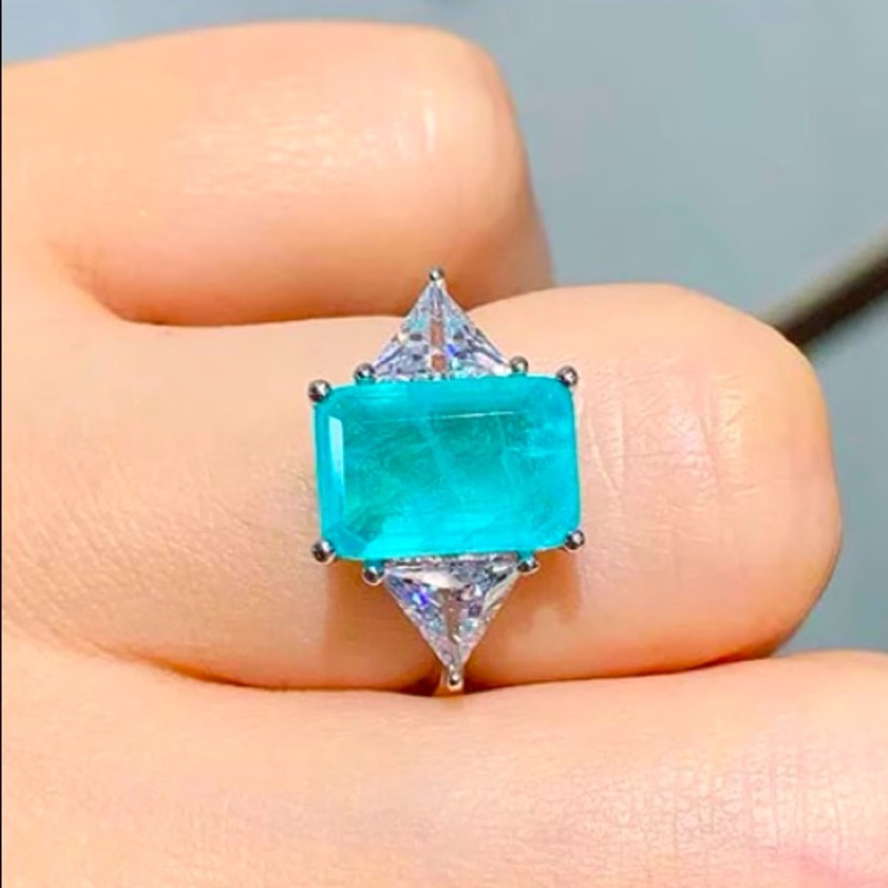 ✨Paraiba and Topaz Engagement Ring✨